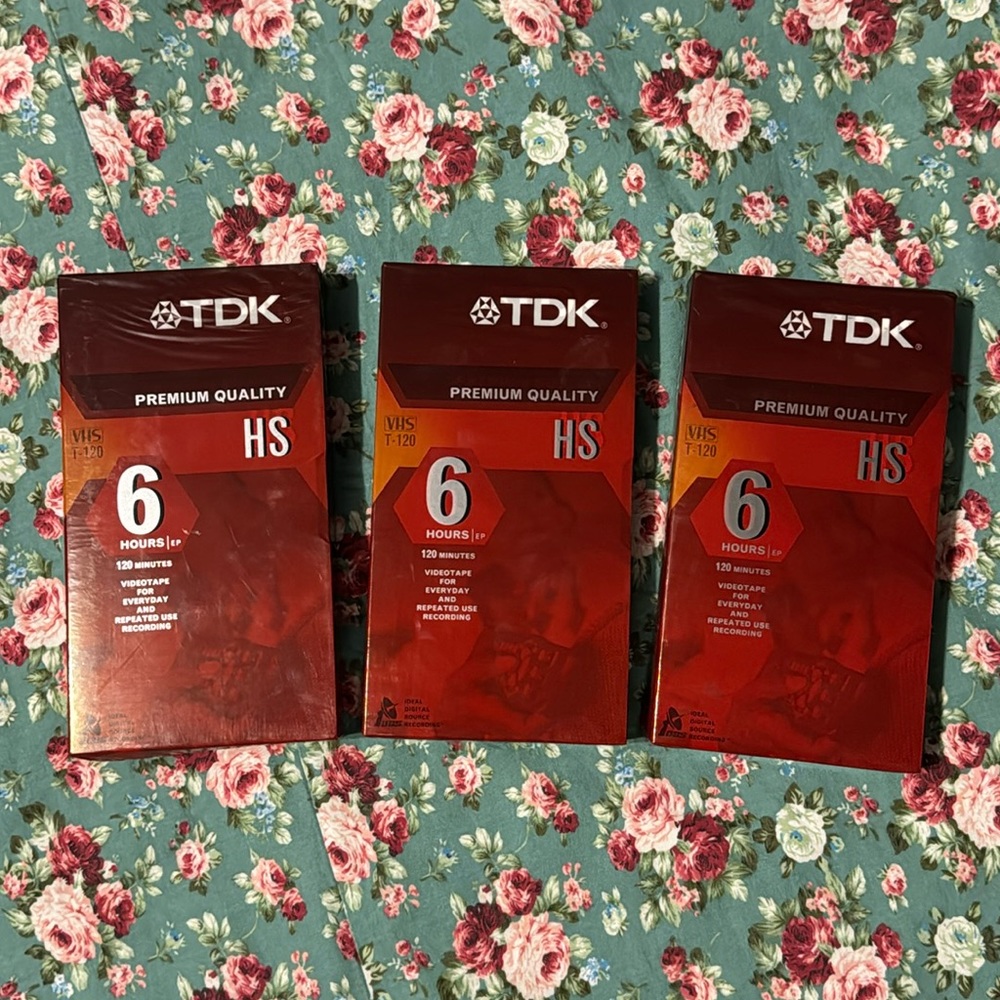 3 Blank VHS 📼 TDK Premium Quality. 120 minutes each. Unopened in original seal.